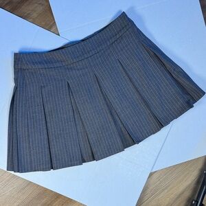 Amanda Uprichard Gray Pinstripe A-Line Skirt